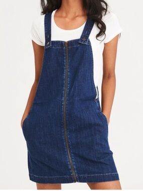 American Eagle Denim Zip Front Overall Dress: XS